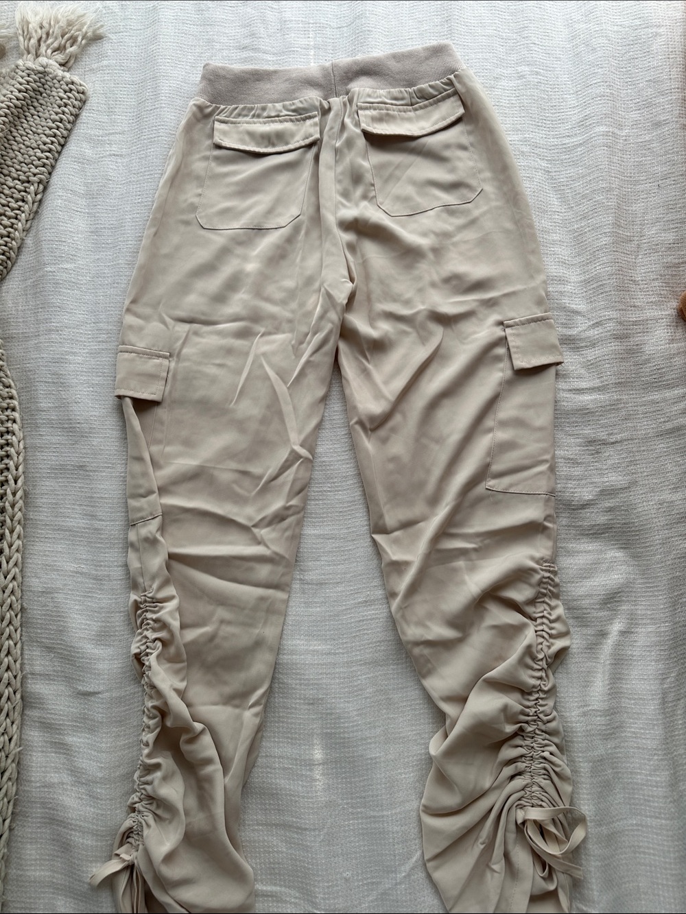 superdown Beige Ruched Cargo Drawstring Joggers - Picture 3 of 3